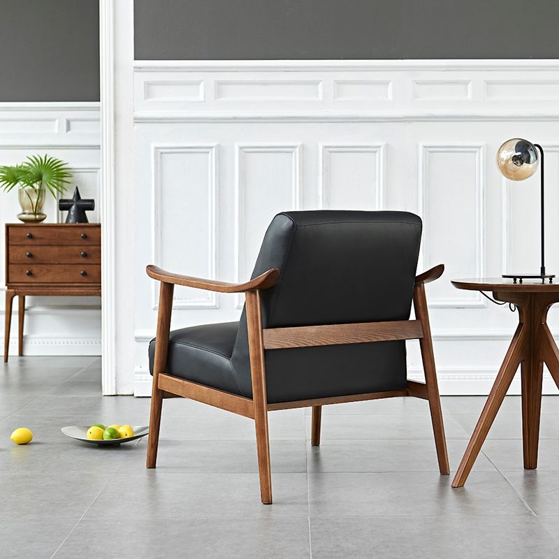 Poltrona Turín Madera Fresno Walnut / Eco-cuero Negro