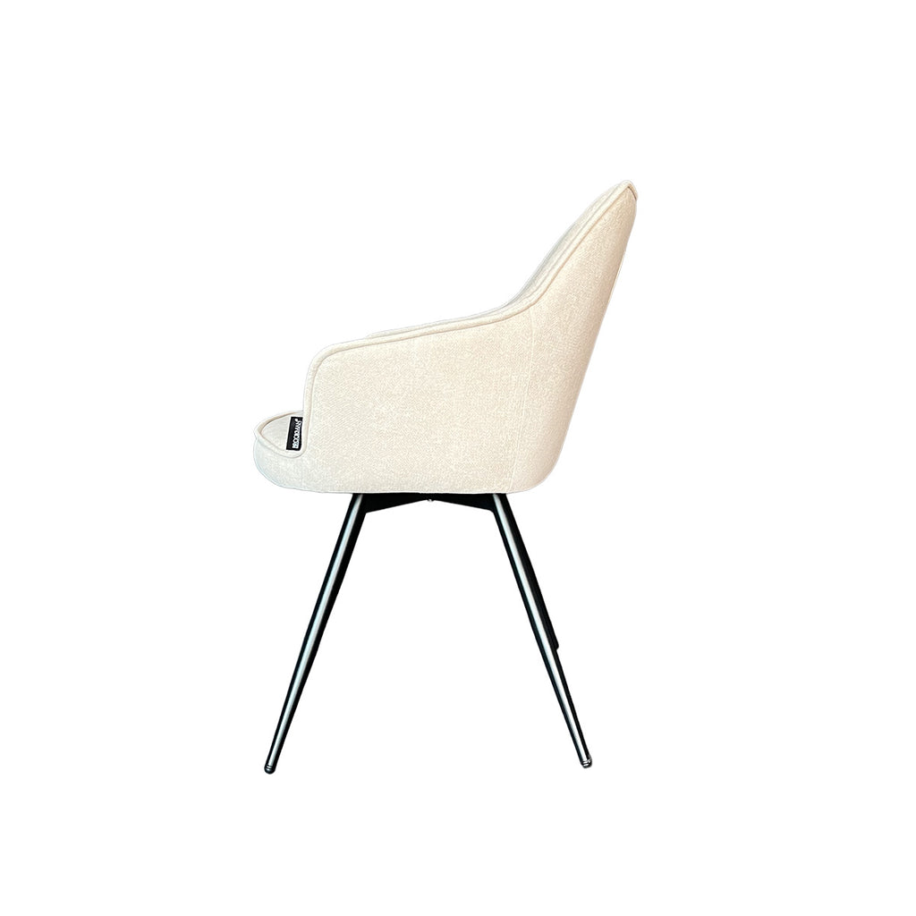 Silla Oliver – Tela Beige con Brazos y Base Metálica 63 X 57,5 X 84,5CM
