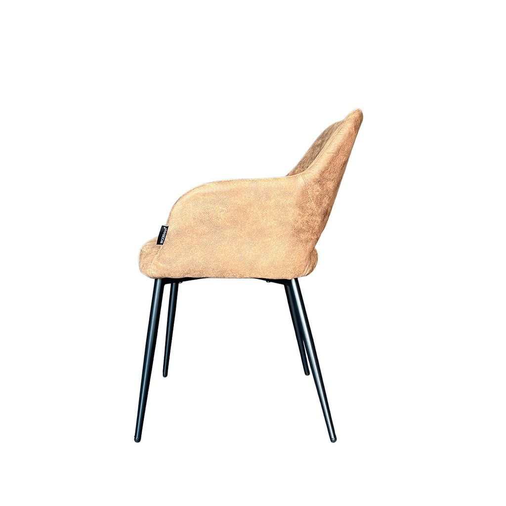 Silla Harry Tela Café Chocolate con Estructura Metálica Negra 62,5 X 58 X 86CM