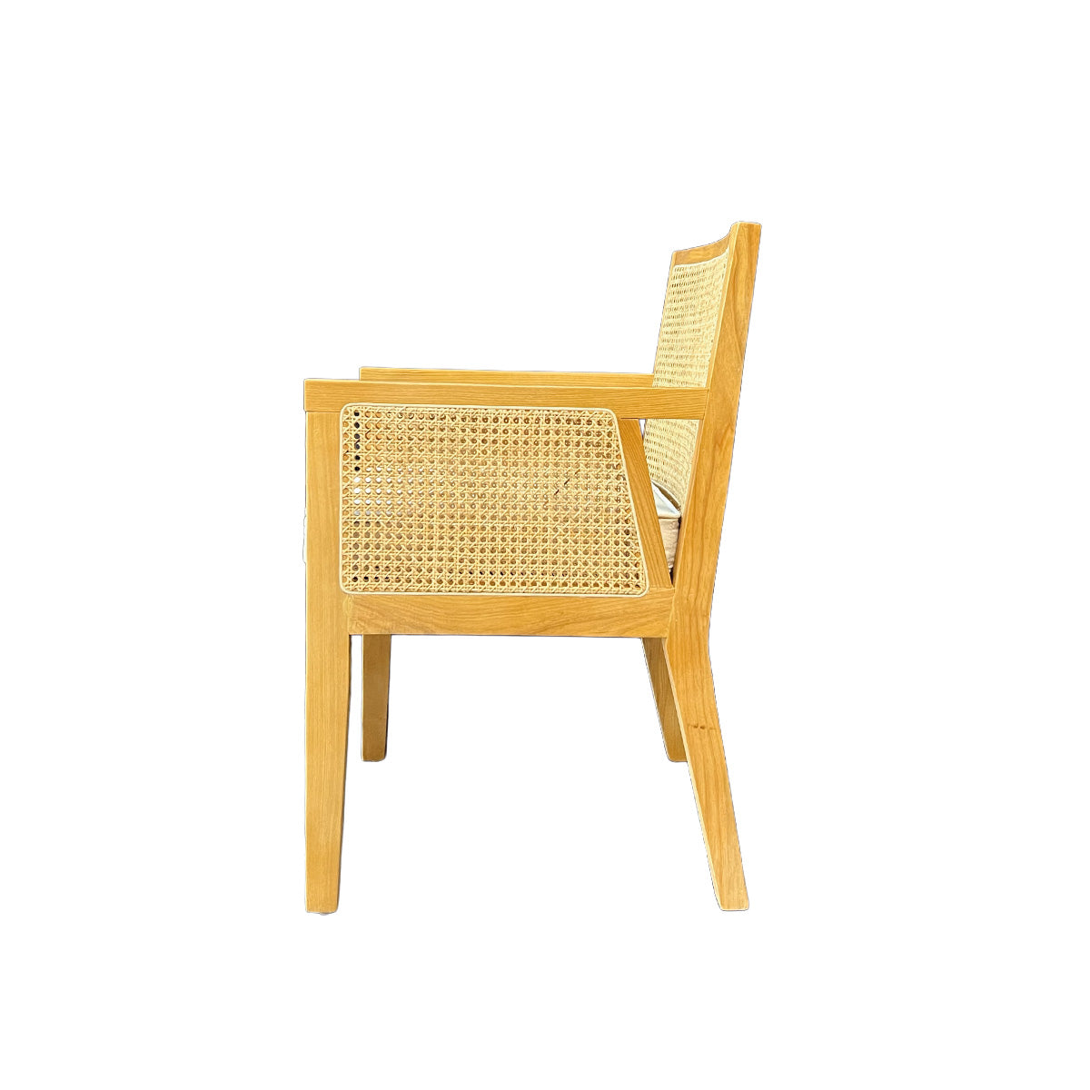 Silla New Naura con Brazos Madera Fresno Walnut y Ratán Natural