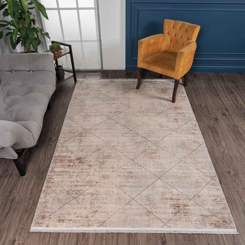 Alfombra Turca Mazzini Gris con Blanco (Selecciona Tamaño)