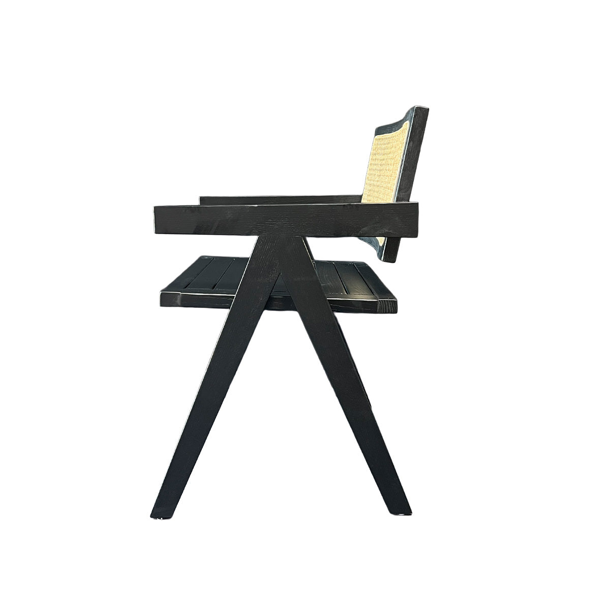 Silla Aurora Plus Madera Fresno Negra y Respaldo de Ratán Natural