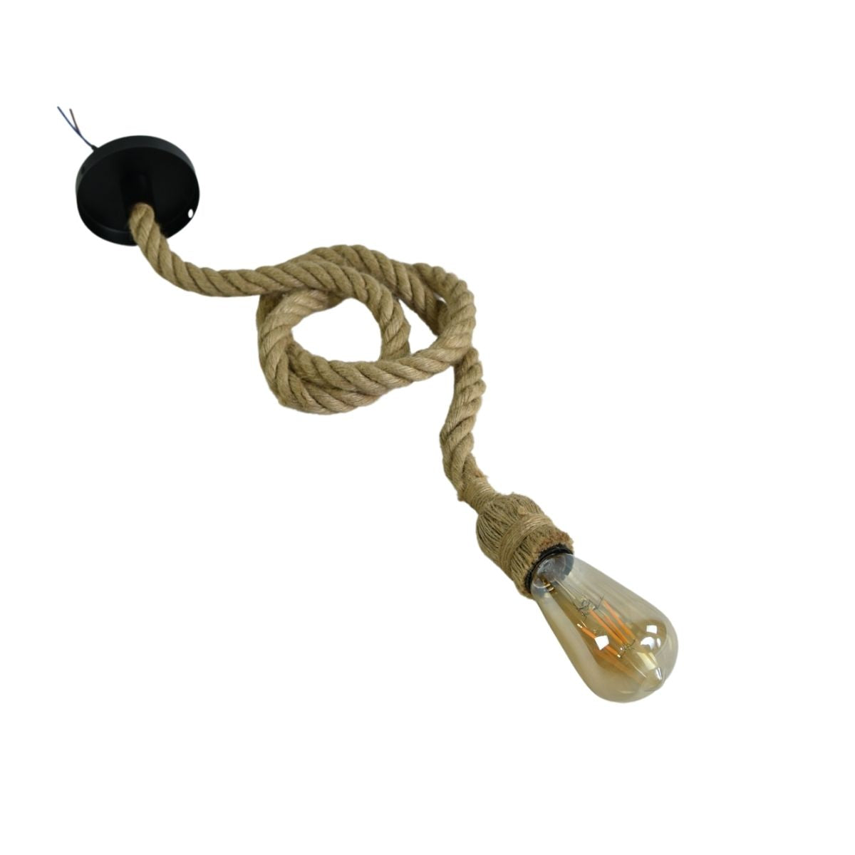 Lámpara Colgante de Yute Estilo Rústico Vintage 1 Metro