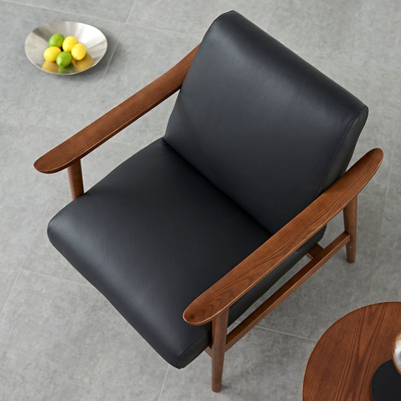 Poltrona Turín Madera Fresno Walnut / Eco-cuero Negro