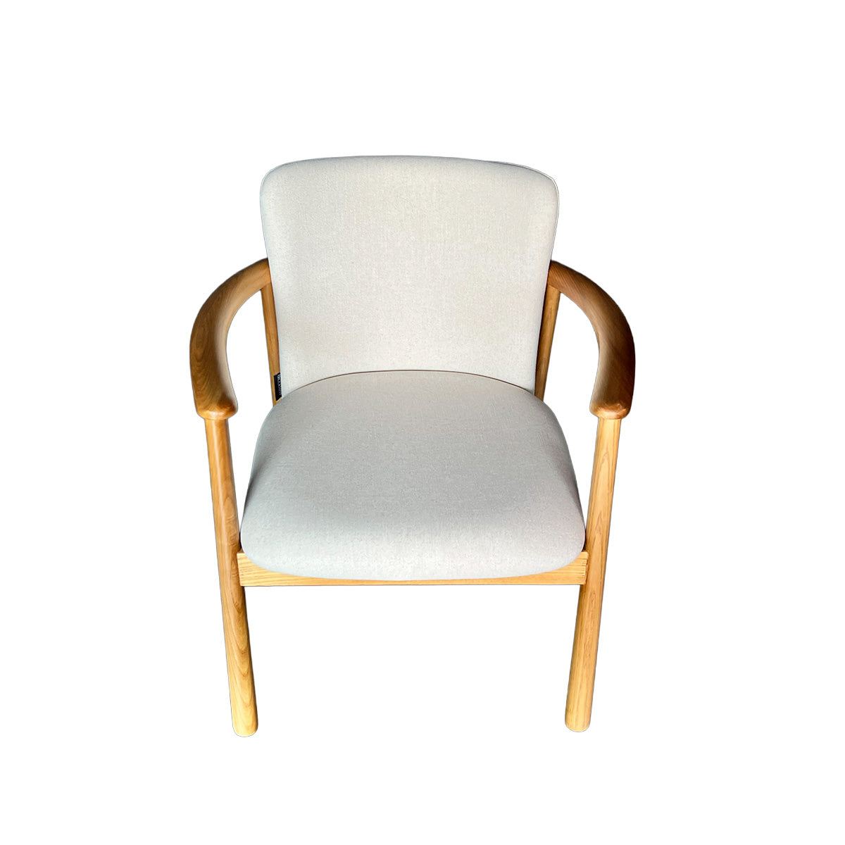 Sitial Mateo – Madera de Fresno Natural y Tapizado en Lino & Algodón Beige.