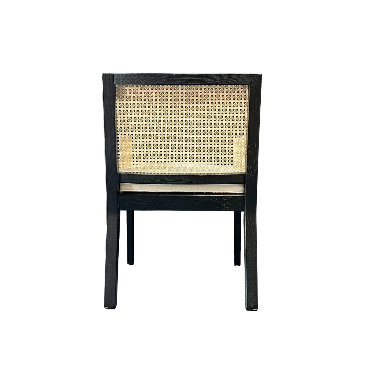 Silla New Naura con Brazos Madera Fresno Negra y Ratán Natural