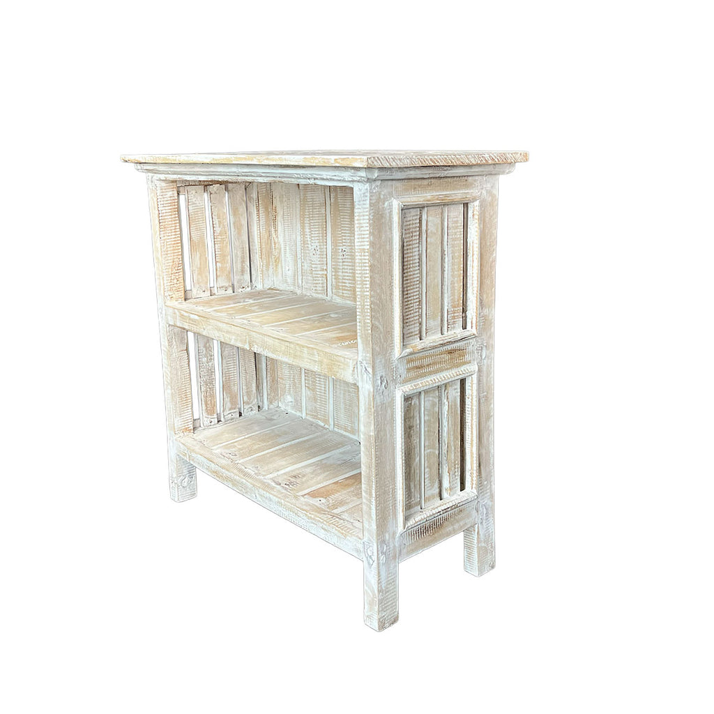 Mesa Lateral Acadio – Madera Blanca con 3 Repisas 60 x 30 x 60cm