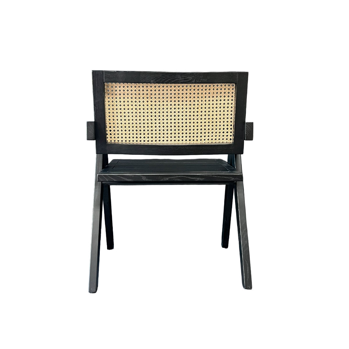 Silla Aurora Plus Madera Fresno Negra y Respaldo de Ratán Natural