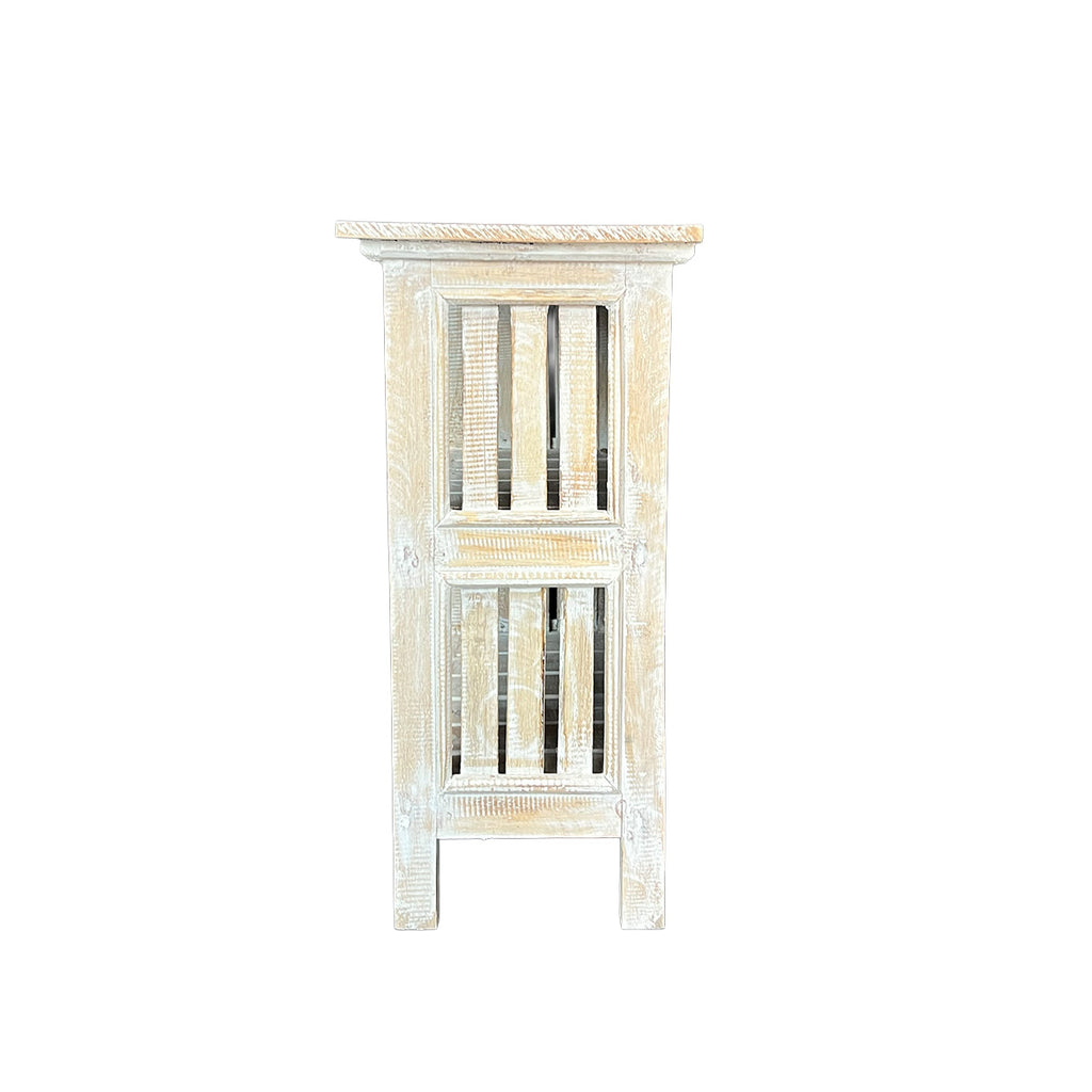 Mesa Lateral Acadio – Madera Blanca con 3 Repisas 60 x 30 x 60cm