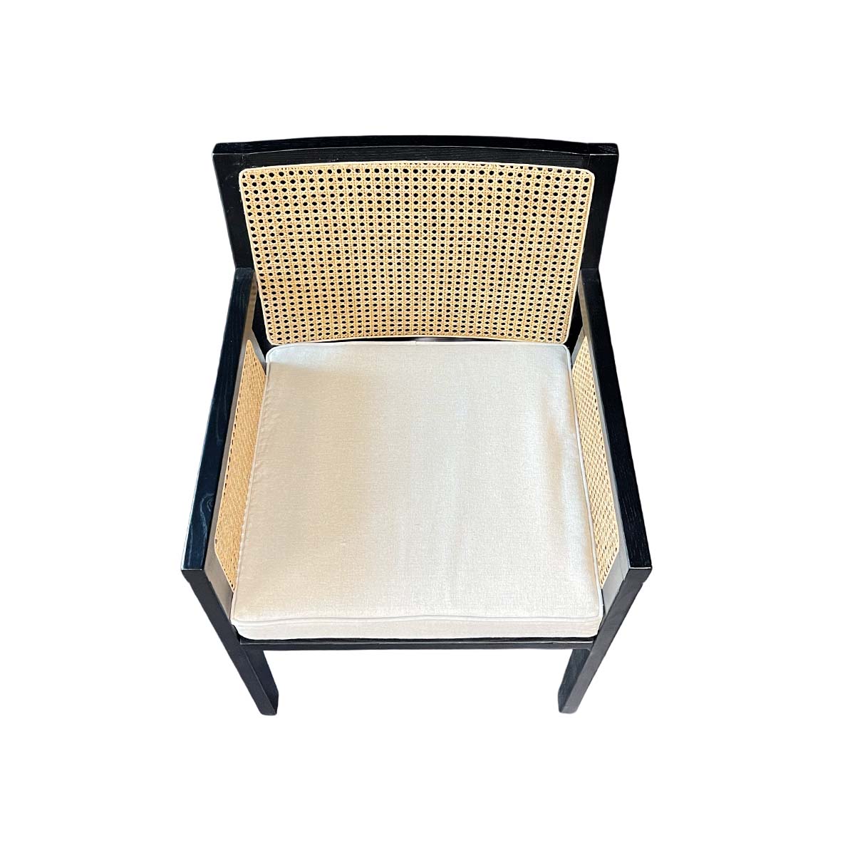 Silla New Naura con Brazos Madera Fresno Negra y Ratán Natural