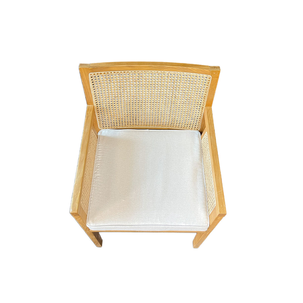 Silla New Naura con Brazos Madera Fresno Walnut y Ratán Natural