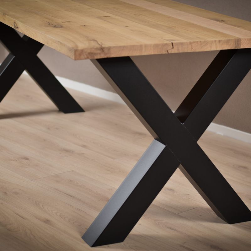 Base de metal negra para mesa en forma de X cruzada 73 x 73cm