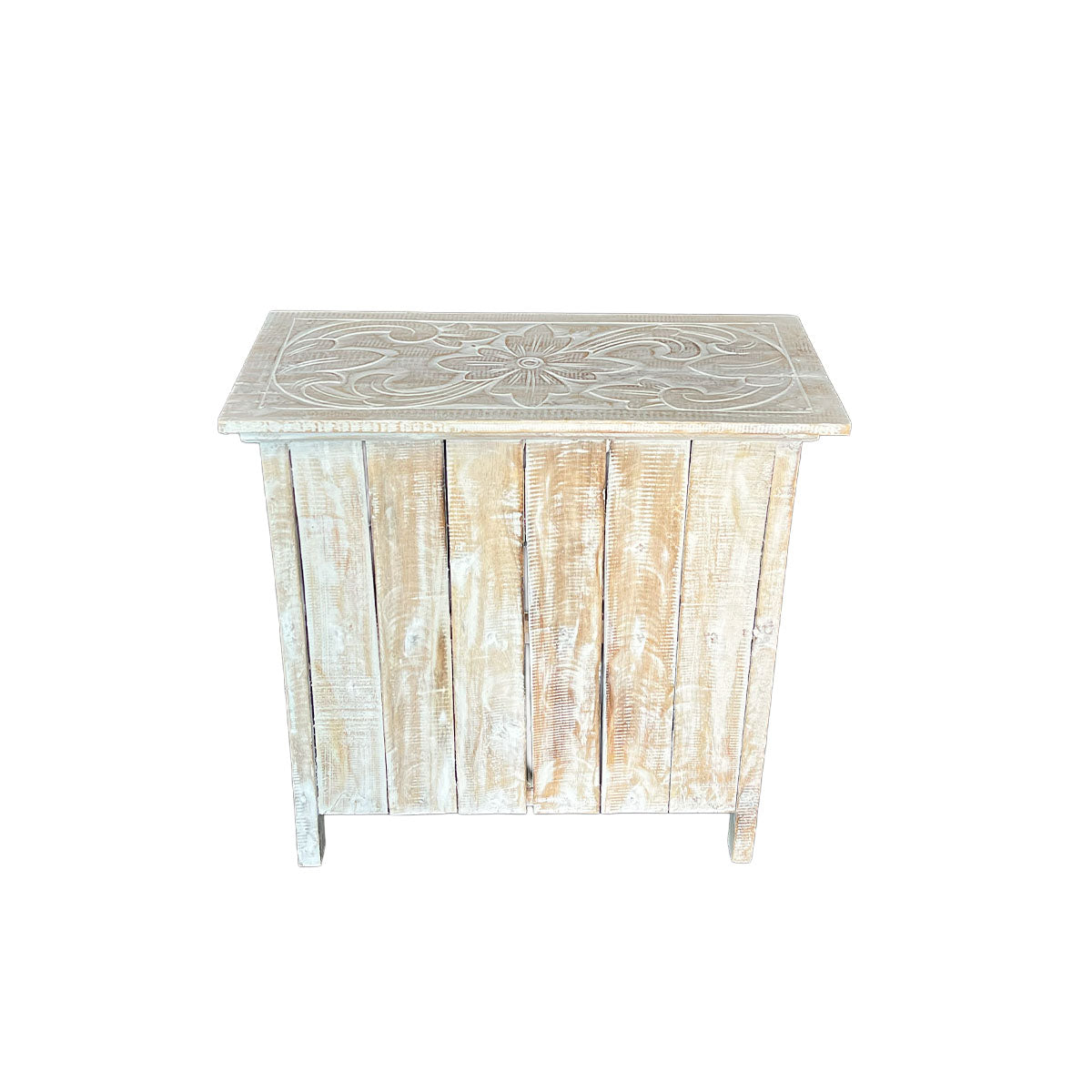Mesa Lateral Acadio – Madera Blanca con 3 Repisas 60 x 30 x 60cm