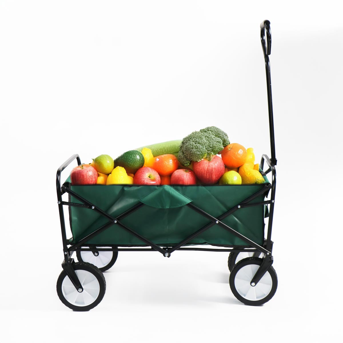 Carro verde plegable de arrastre OUTDOOR con ruedas 90 x 50 x 65cm