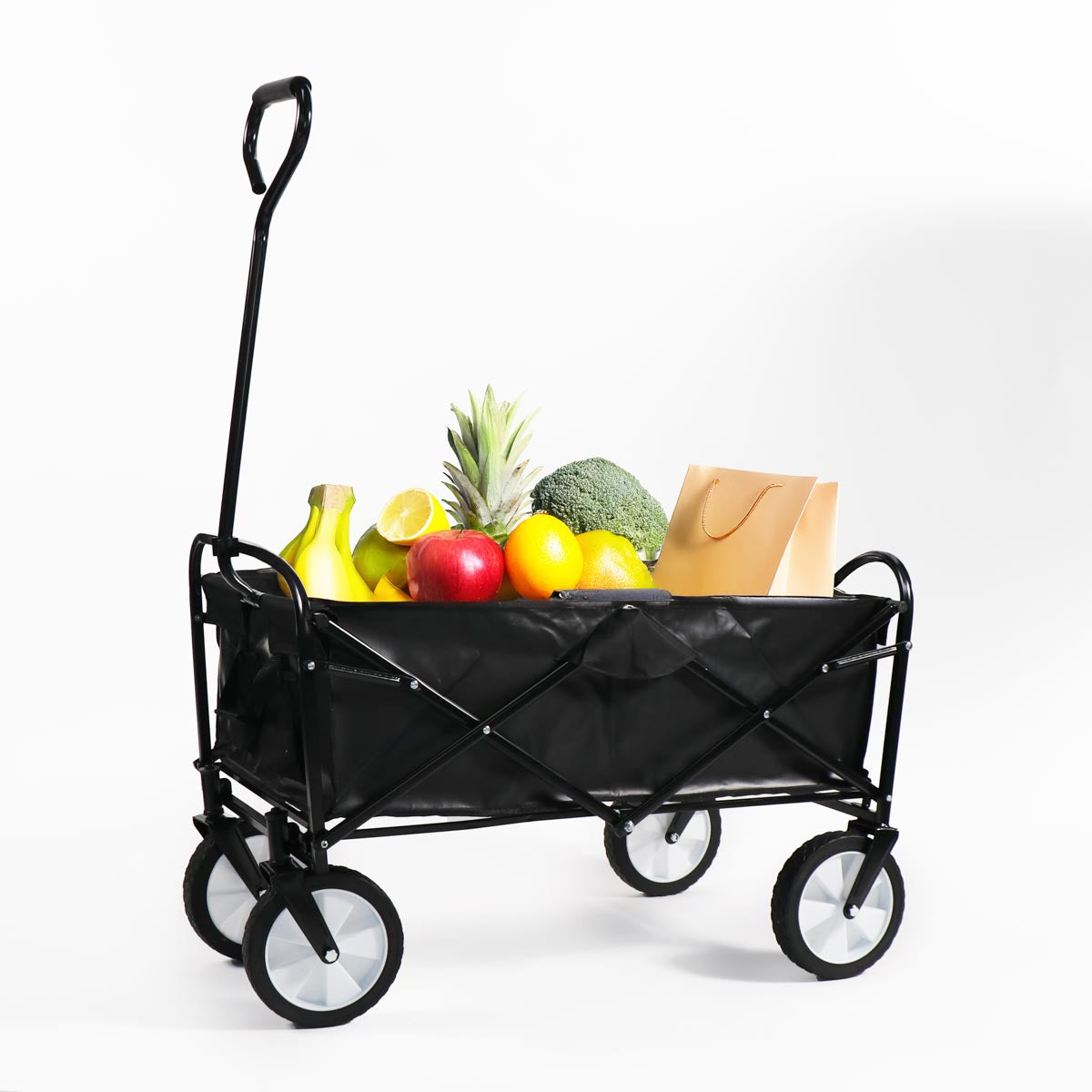 Carro negro plegable de arrastre OUTDOOR con ruedas 90 x 50 x 65cm