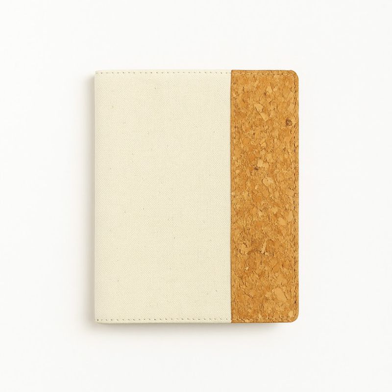 Libreta Planner Abedul NotePad tapa Lino-corcho con lápiz y adhesivos / 52 hojas / 17x21cm crema