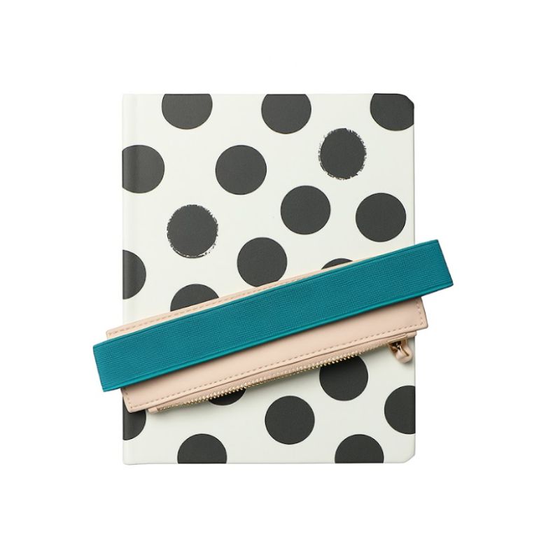 Libreta Planner Katsura tapa dura PU / 112 Hojas 80gsm / porta lápiz / 15x20cm / Blanco - Negro