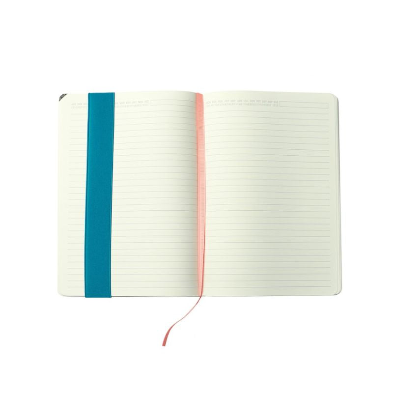 Libreta Planner Katsura tapa dura PU / 112 Hojas 80gsm / porta lápiz / 15x20cm / Blanco - Negro