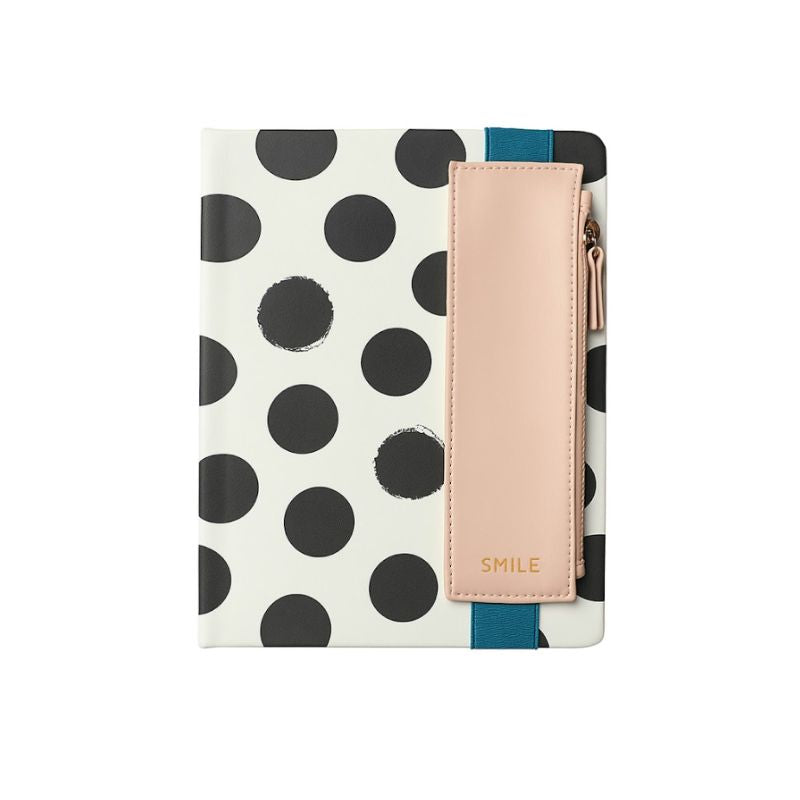 Libreta Planner Katsura tapa dura PU / 112 Hojas 80gsm / porta lápiz / 15x20cm / Blanco - Negro