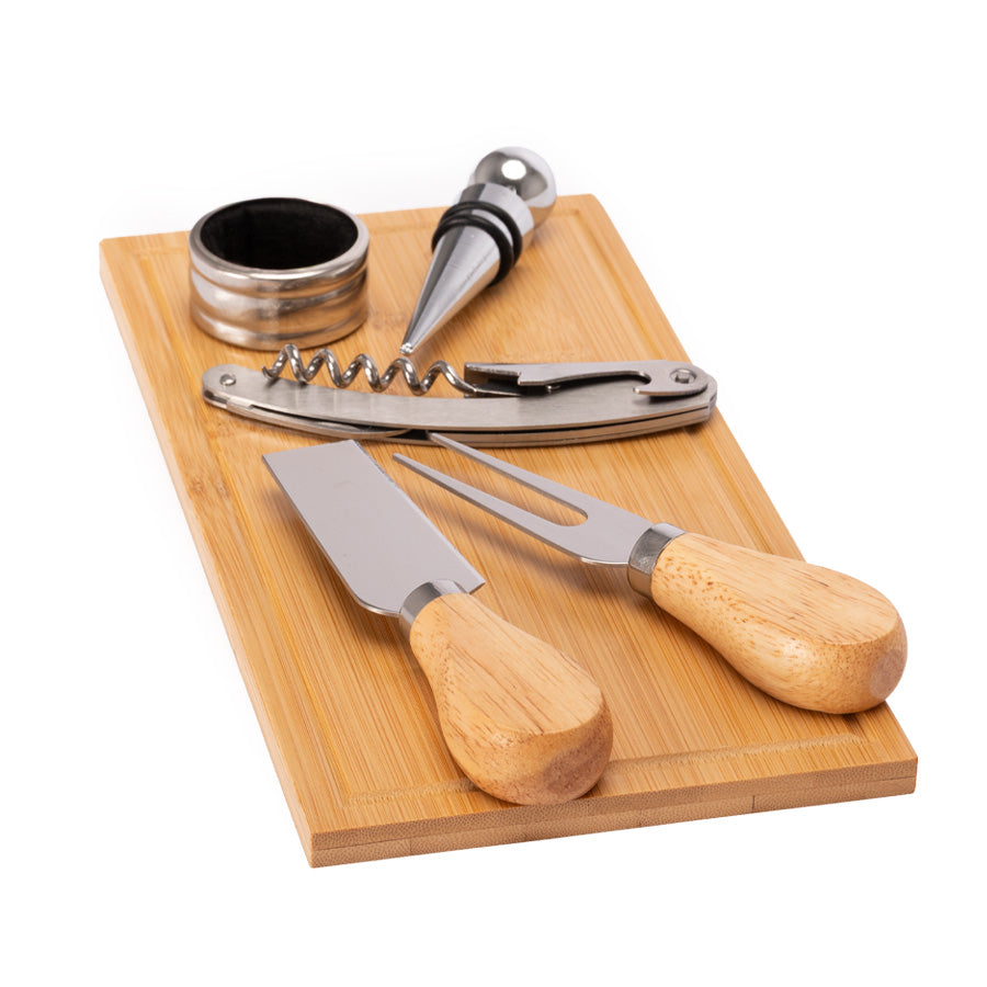 Set Wine & Cheese "Futrono" de Bamboo · 6 en 1