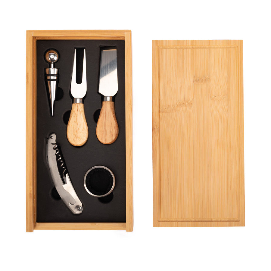 Set Wine & Cheese "Futrono" de Bamboo · 6 en 1