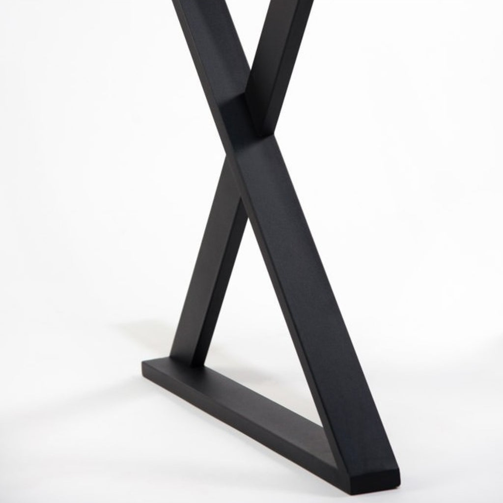 Base doble de mesa en forma de X cruzada negro 73 x 66m