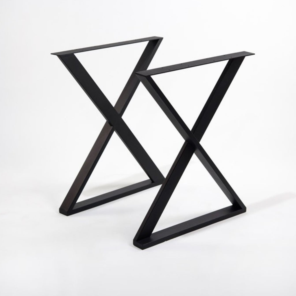 Base doble de mesa en forma de X cruzada negro 73 x 66m