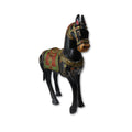 Caballo de madera teca tallado negro 45x13x38 cm
