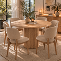 MESA COMEDOR MADROÑO REDONDA MADERA FRESNO NATURAL 120 X H75CM