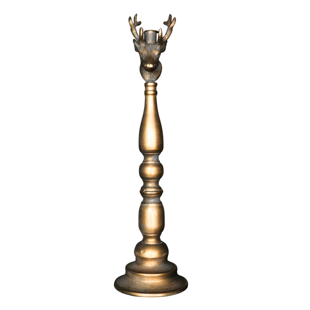 Candelabro El Venado grande metal dorado 13.5 x 13.5 x 49cm