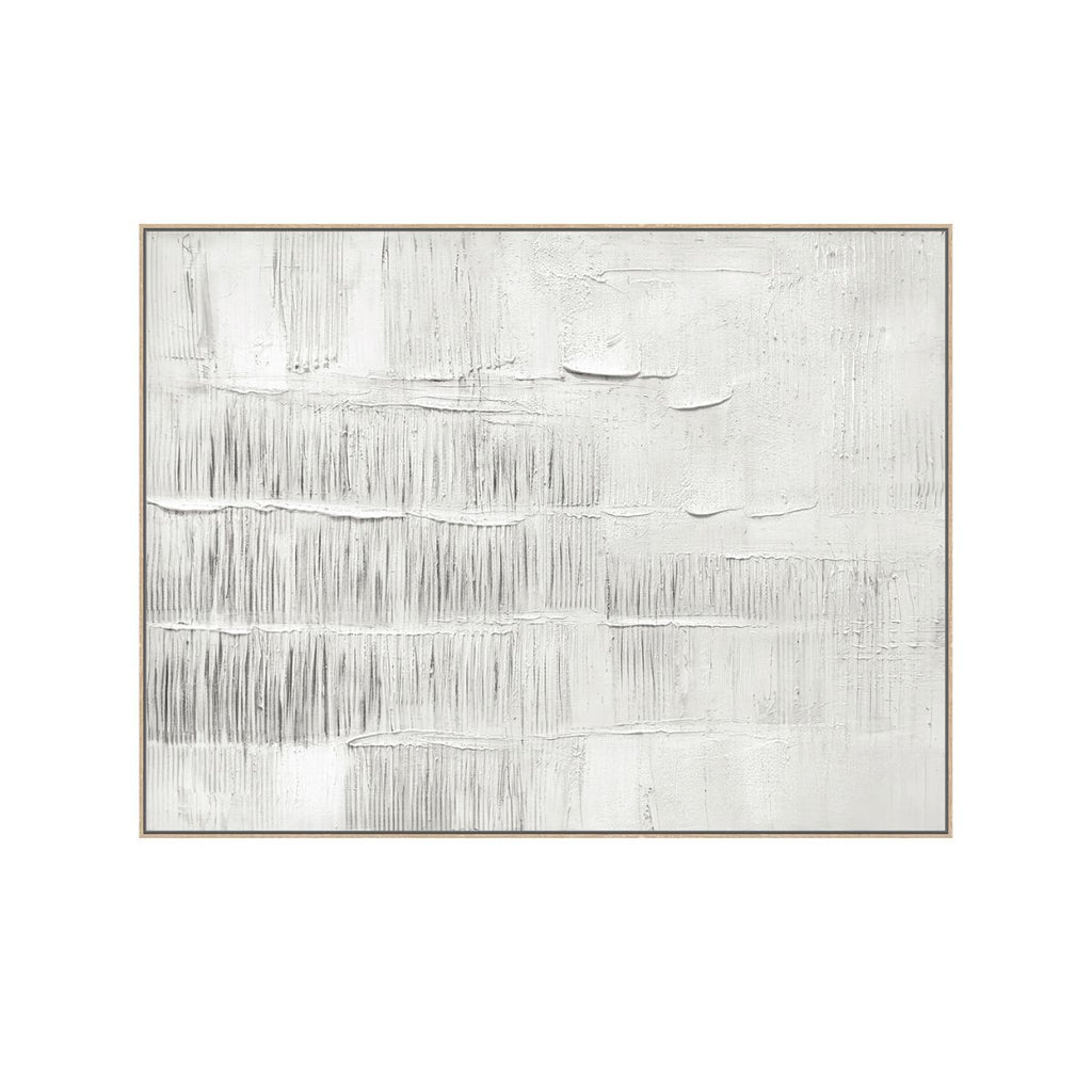 Cuadro La Cerca CANVAS HD y pintado a mano Blanco/Gris marco Caramelo 90 x 120cm