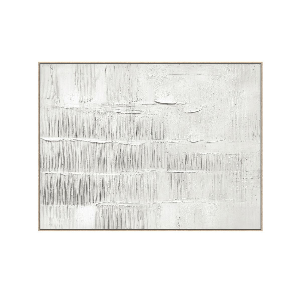 Cuadro La Cerca CANVAS HD y pintado a mano Blanco/Gris marco Caramelo 90 x 120cm