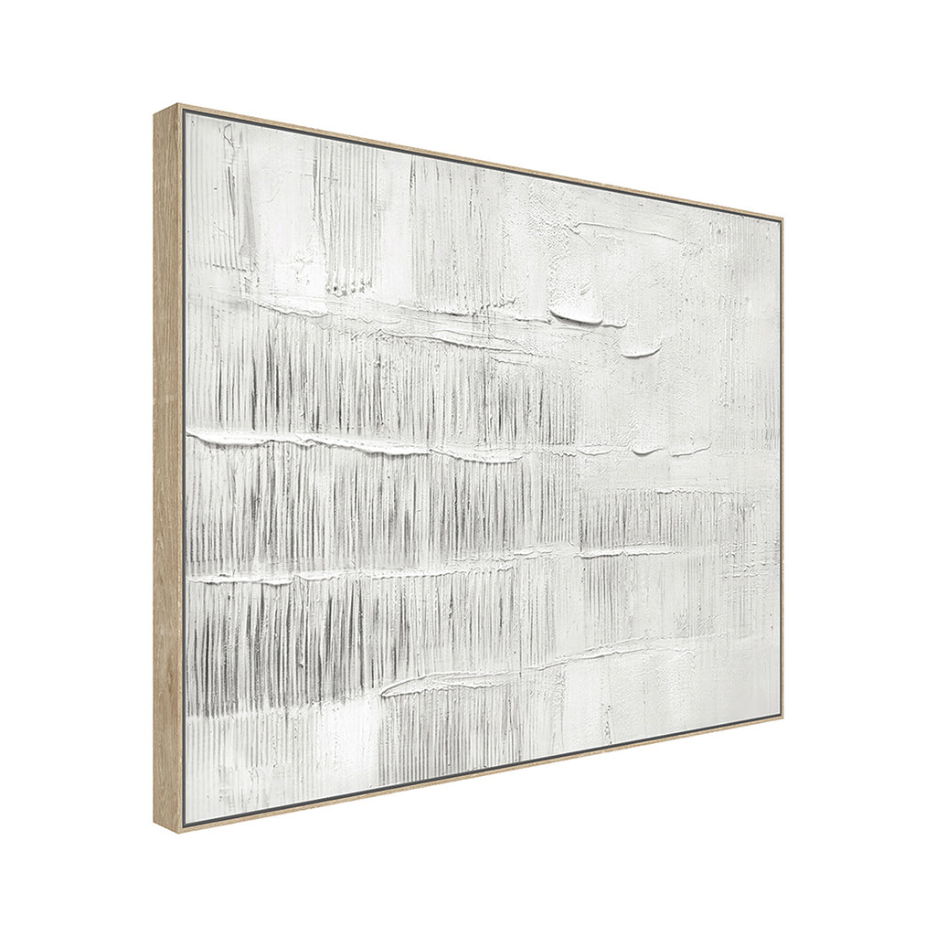 Cuadro La Cerca CANVAS HD y pintado a mano Blanco/Gris marco Caramelo 90 x 120cm