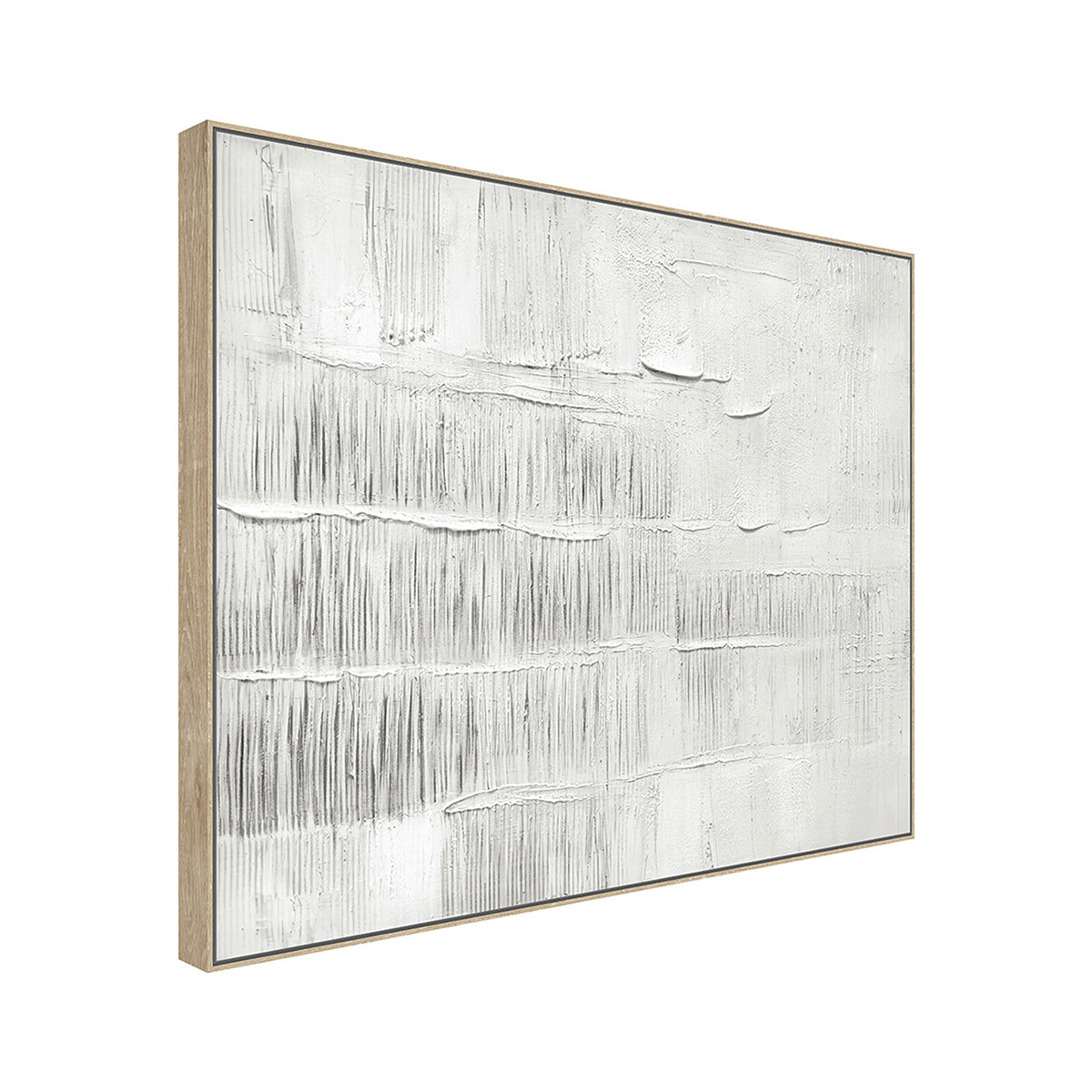 Cuadro La Cerca CANVAS HD y pintado a mano Blanco/Gris marco Caramelo 90 x 120cm