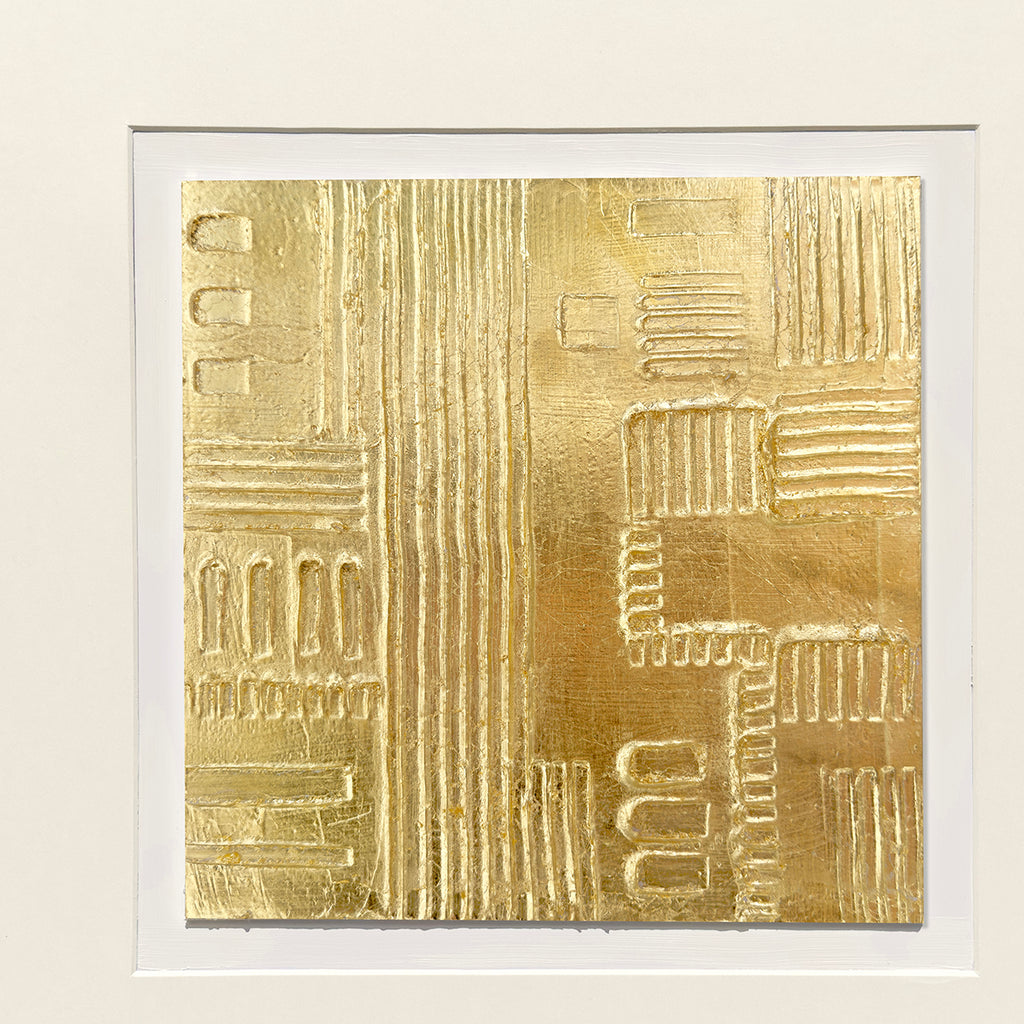 Cuadro La Ventana pintado a mano color Beige / marco Dorado 76 x 76cm