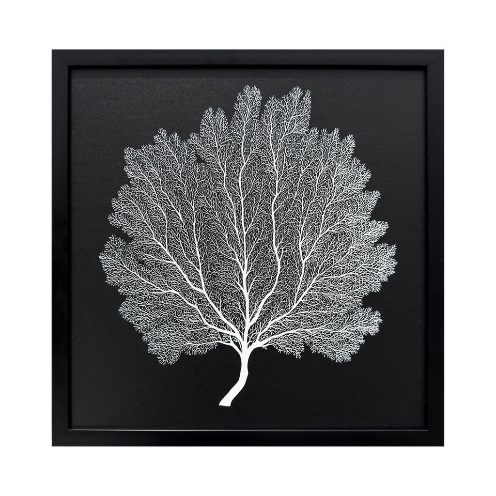 Cuadro La Hoja con relieve Negro / Marco Negro 45 x 45cm