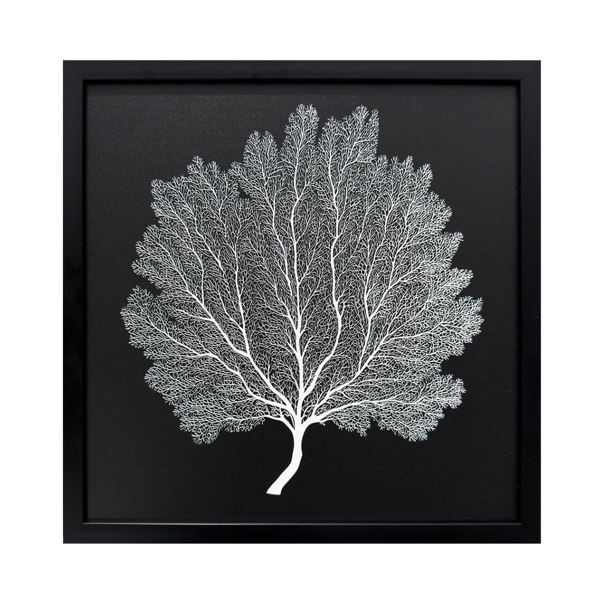 Cuadro La Hoja con relieve Negro / Marco Negro 45 x 45cm