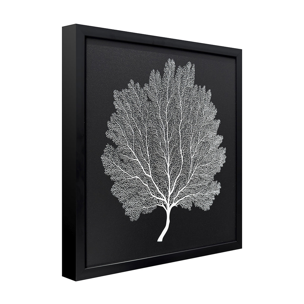 Cuadro La Hoja con relieve Negro / Marco Negro 45 x 45cm
