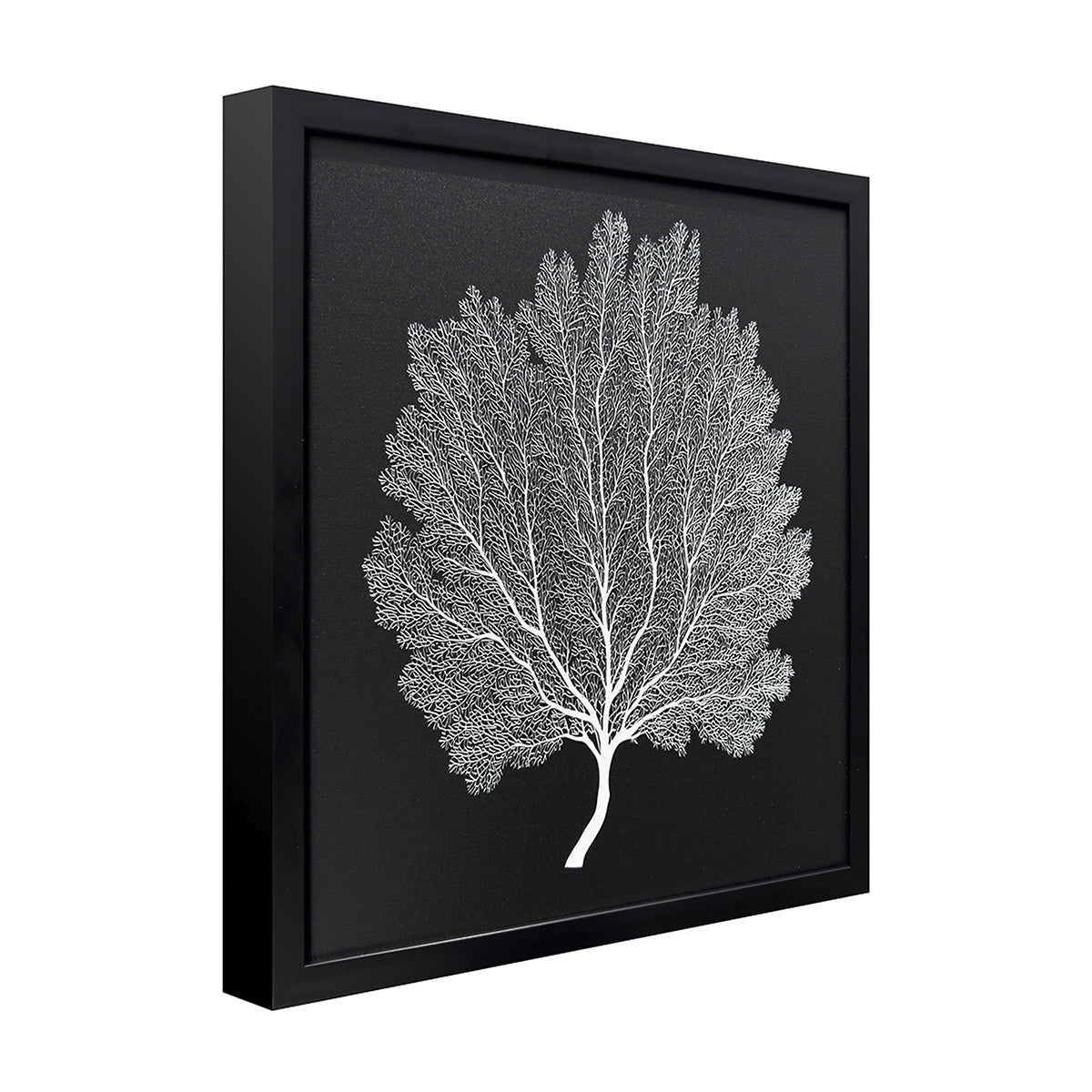 Cuadro La Hoja con relieve Negro / Marco Negro 45 x 45cm