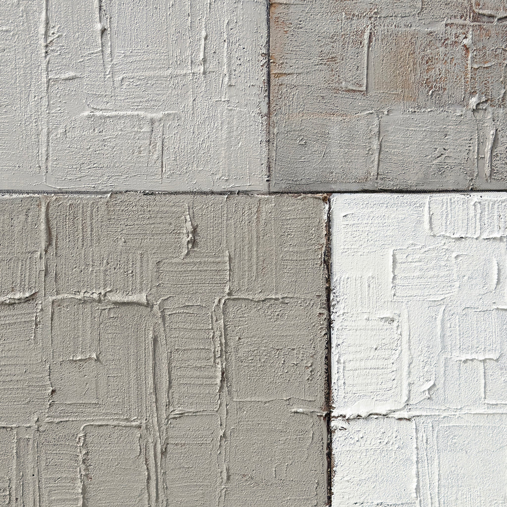 Cuadro Los Cubanos CANVAS pintado a mano Gris/Blanco marco Natural 100 x 100cm