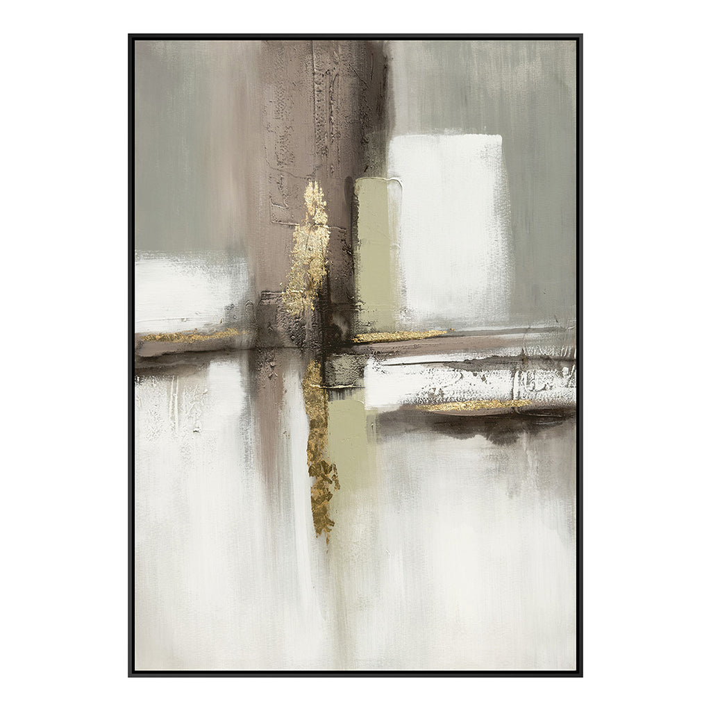 Cuadro El Hombre CANVAS pintado a mano Gris/Blanco marco Negro 70 x 100cm