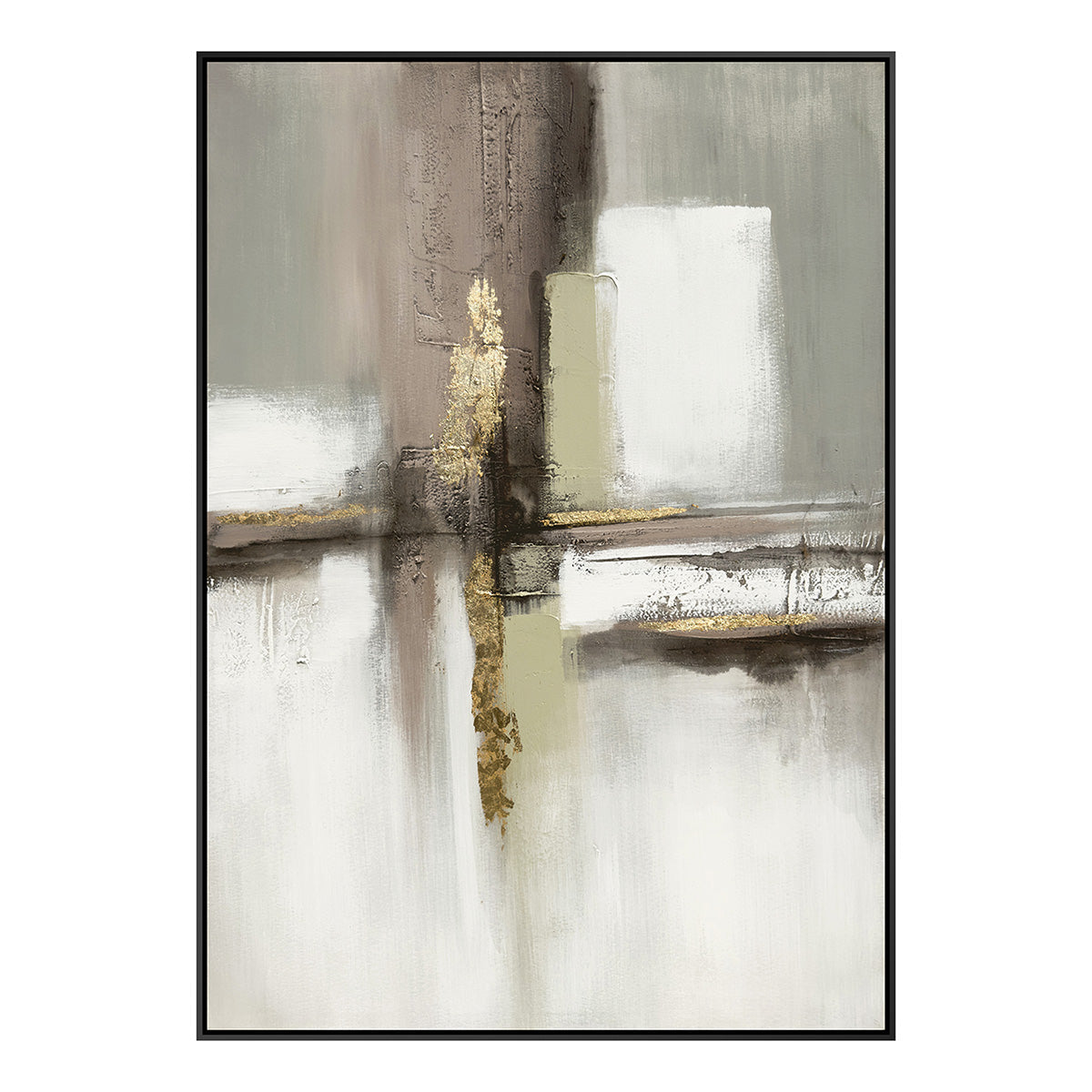 Cuadro El Hombre CANVAS pintado a mano Gris/Blanco marco Negro 70 x 100cm