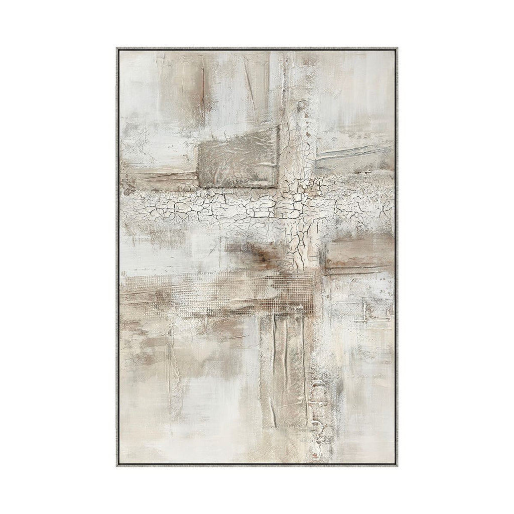 Cuadro El Barril CANVAS pintado a mano Gris/Blanco marco color Plata 80 x 120cm