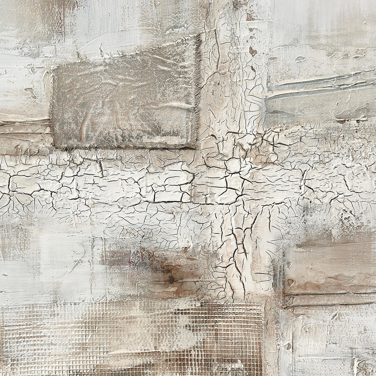 Cuadro El Barril CANVAS pintado a mano Gris/Blanco marco color Plata 80 x 120cm