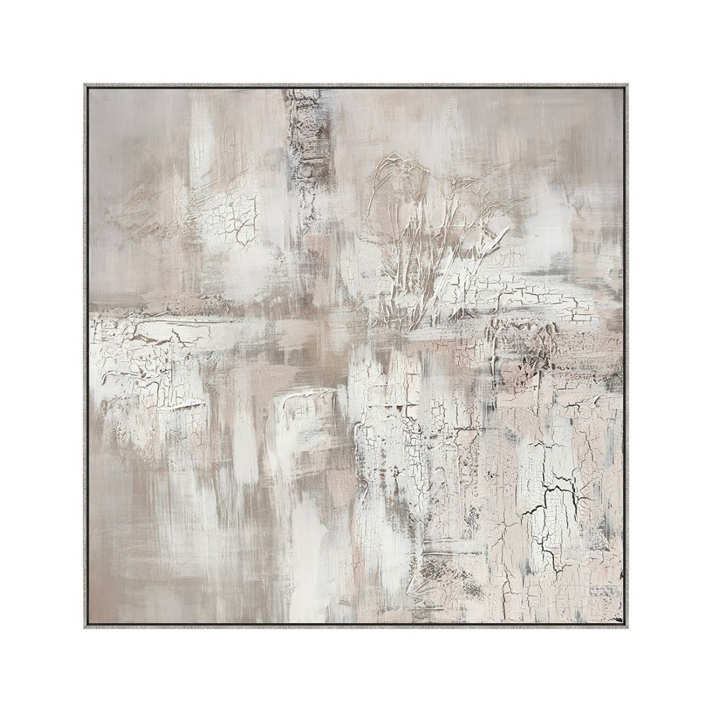Cuadro La Vasija CANVAS pintado a mano Gris/Blanco marco color Dorado 100 x 100cm