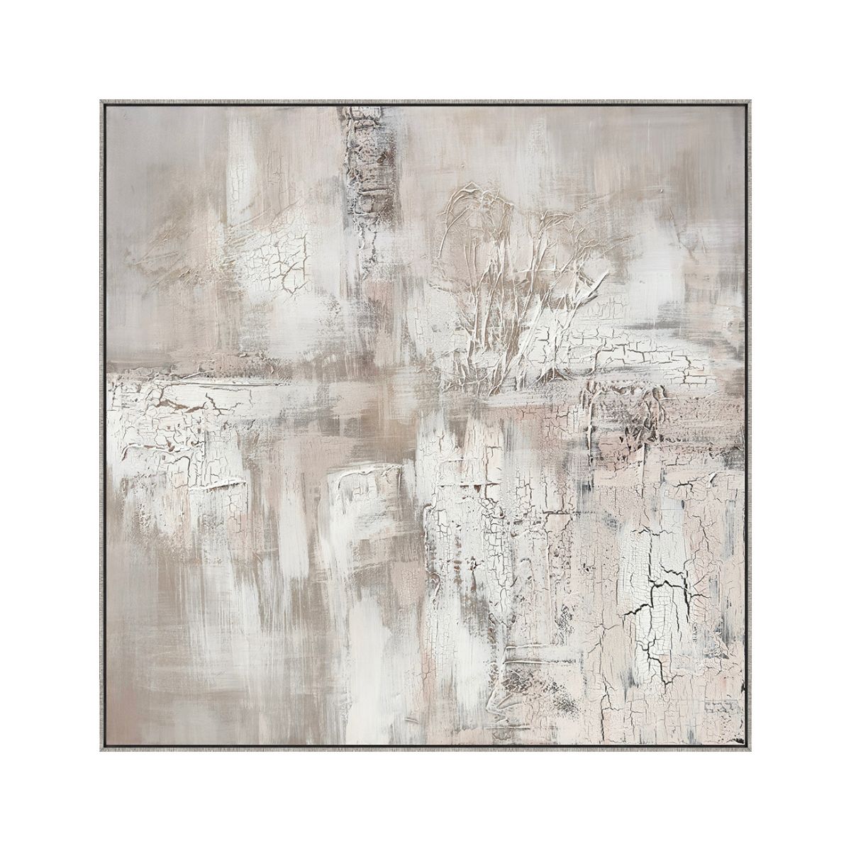 Cuadro La Vasija CANVAS pintado a mano Gris/Blanco marco color Dorado 100 x 100cm