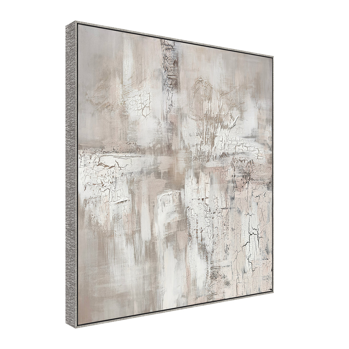 Cuadro La Vasija CANVAS pintado a mano Gris/Blanco marco color Dorado 100 x 100cm