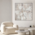 Cuadro La Vasija CANVAS pintado a mano Gris/Blanco marco color Dorado 100 x 100cm
