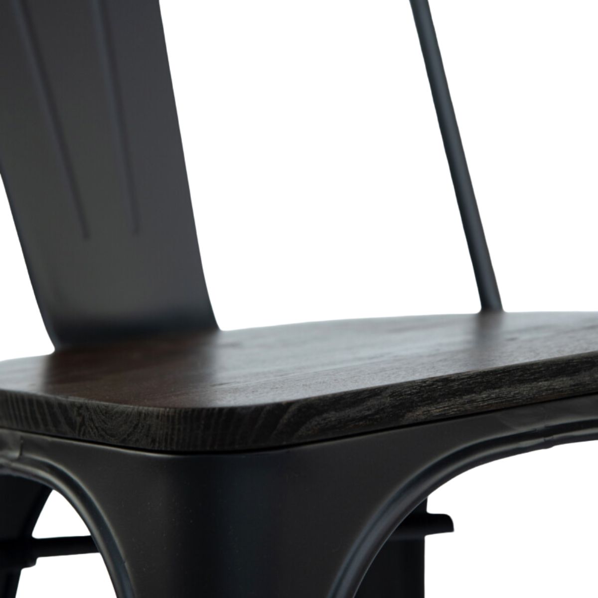Silla Tolix Negra Con Asiento De Madera