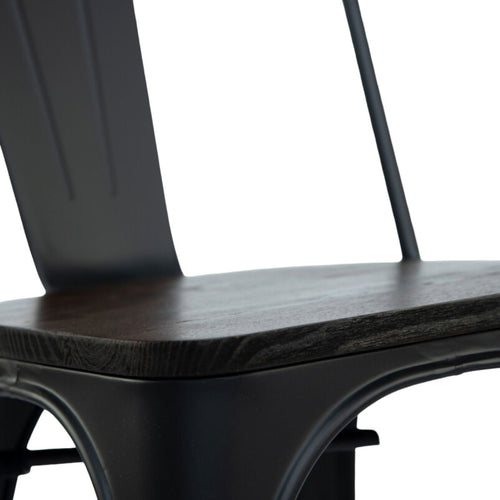 Silla Tolix Negra Con Asiento De Madera